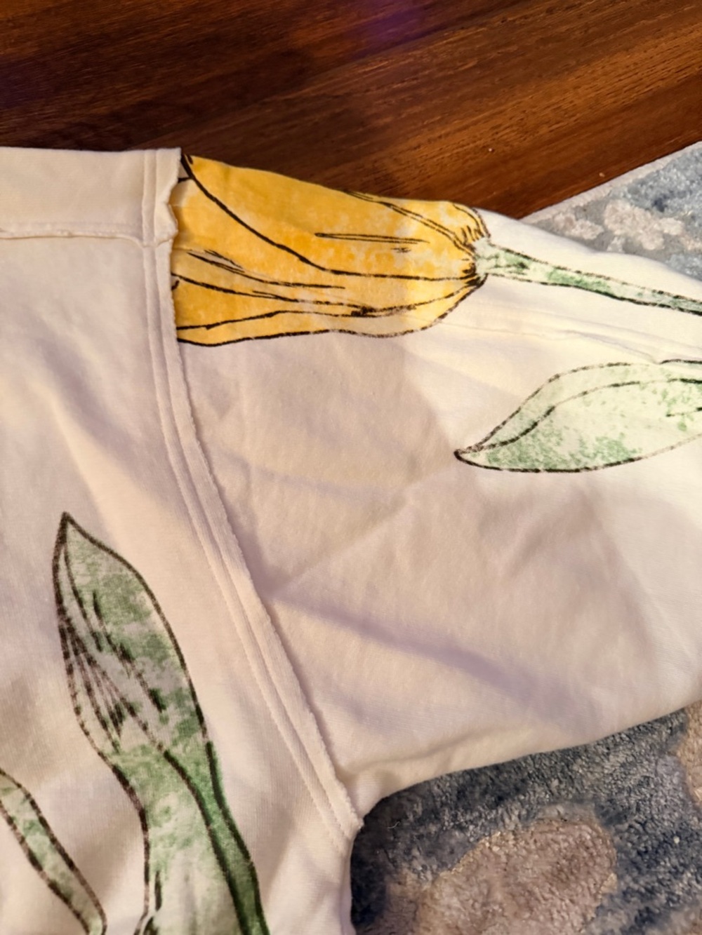 Free People White Sweatshirt with Yellow Tulip Print - Picture 3 of 7